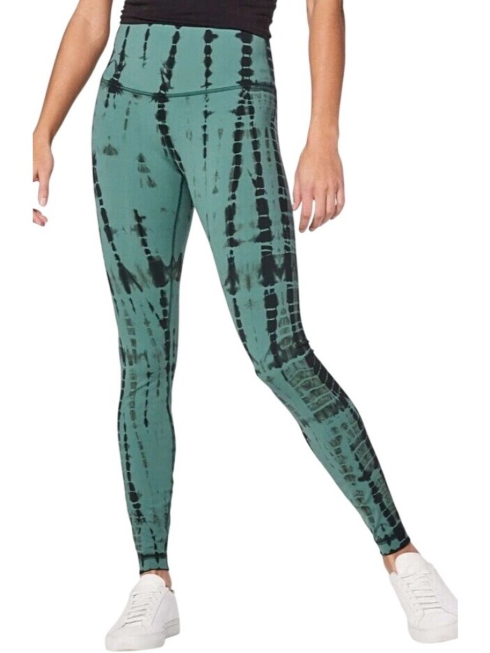 Lululemon Wunder Under Tie dye Shibori Hi-rise Mystic Green Black Leggings Size